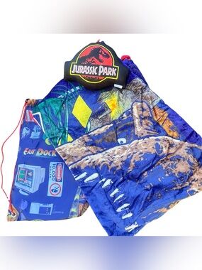 Jurassic Park Dinosaur Cozy Set Backpack Plush Keychain & Soft Cozy Blanket NWT